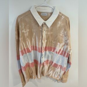 John Elliott Tie Die Button Up Collared Shirt